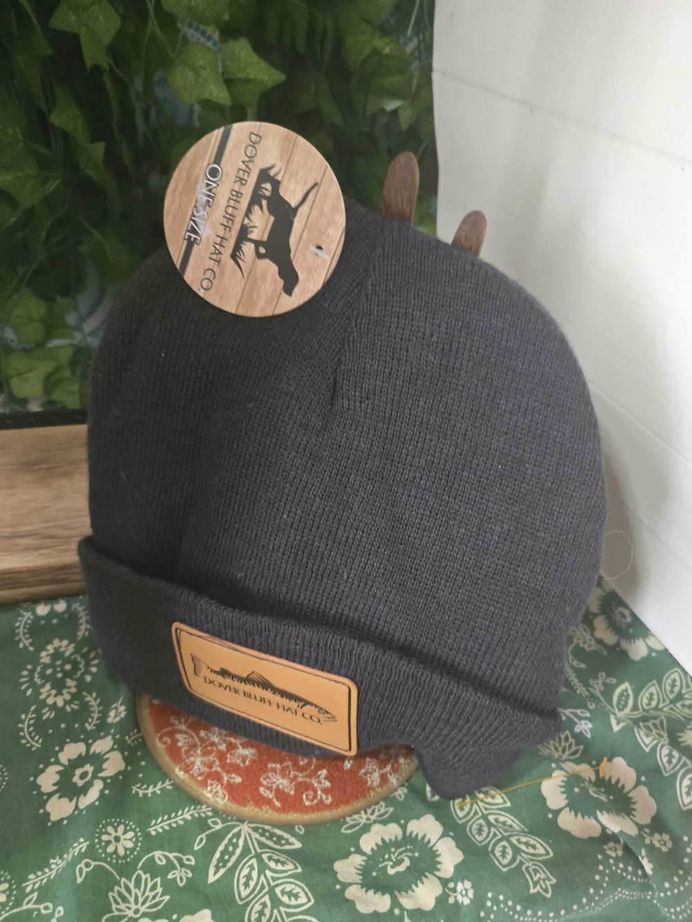 Dover Bluff Hat Co Gray Knit Beanie Fishing Outdoorsman Fisherman Core Coastal